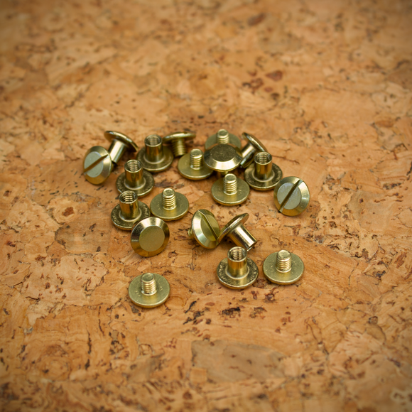 Chicago Screws | Flat Head | 6.4mm Post | Solid Brass - Natural - 10 sets