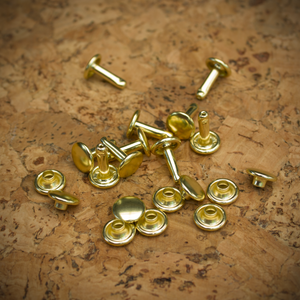 Double Cap Rivet | Natural Brass - 10 sets