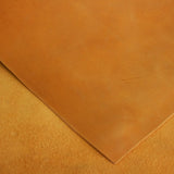 Full grain vegetable tanned mustard leather used in leather craft