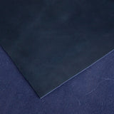 Full grain vegetable tanned navy blue leather used in leather craft